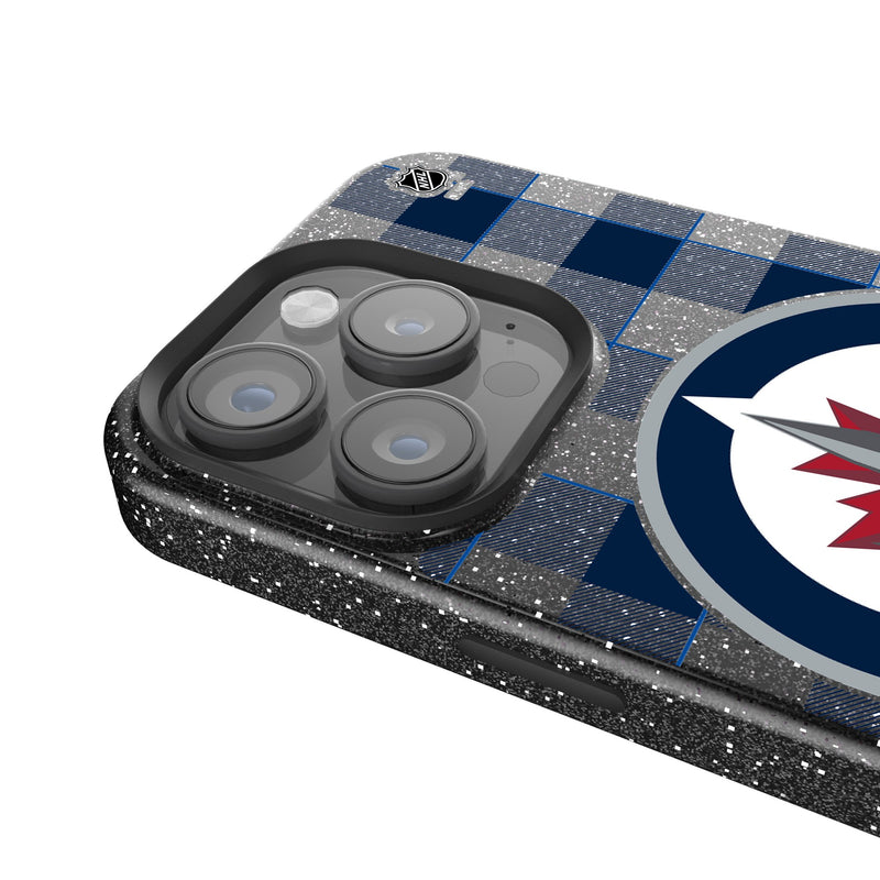 Winnipeg Jets Plaid iPhone Bling Phone Case Detail.Jpg