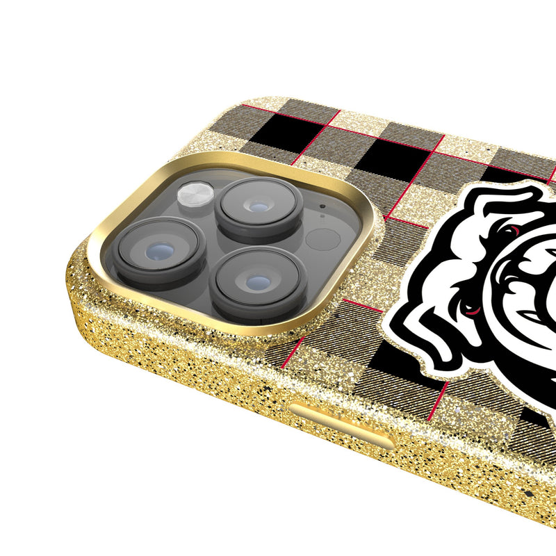 University of Georgia Bulldogs Uga Plaid iPhone Bling Phone Case for Apple iPhone Detail.Jpg
