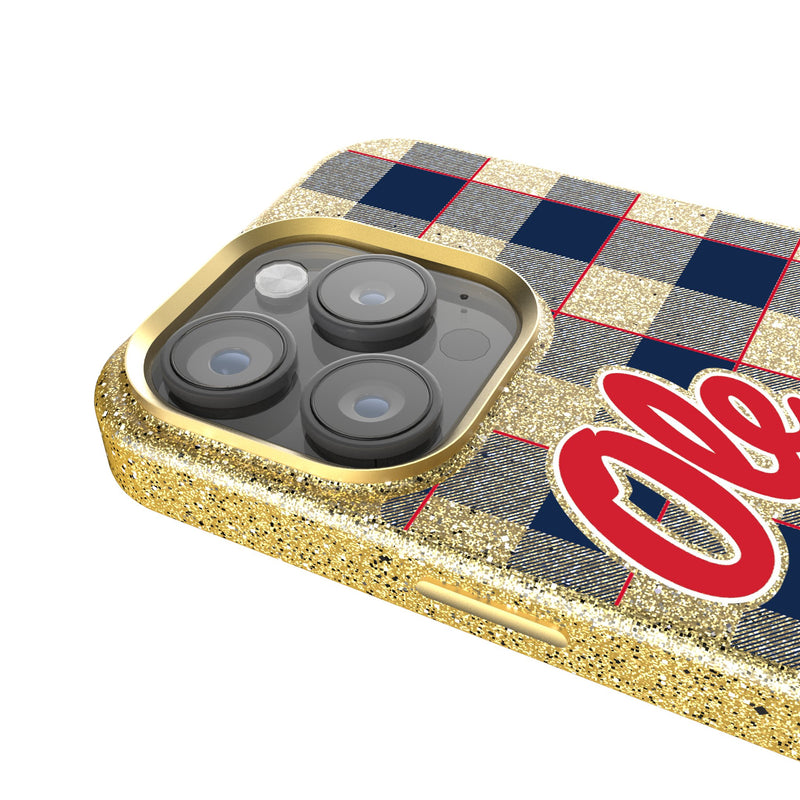 University of Mississippi Rebels Plaid iPhone Bling Phone Case Detail.Jpg