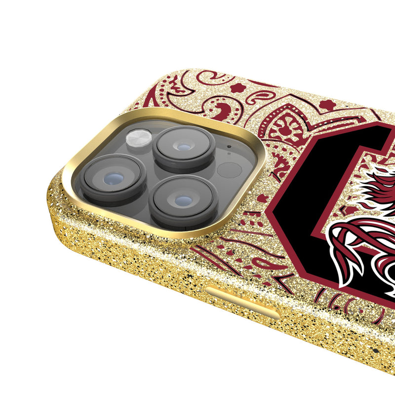 University of South Carolina Gamecocks Paisley iPhone Bling Phone Case Detail.Jpg