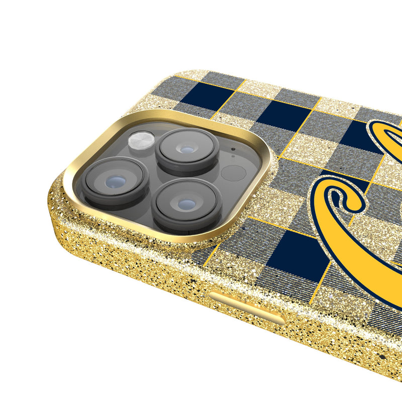University of California Berkeley Golden Bears Plaid iPhone Bling Phone Case Detail.Jpg
