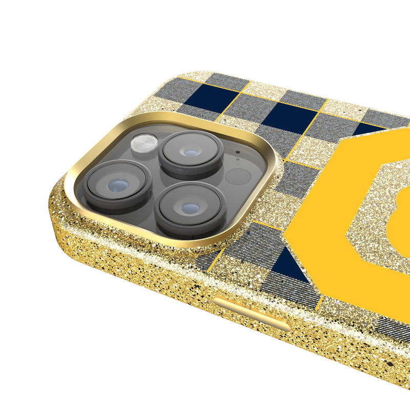 University of California Berkeley Golden Bears Plaid iPhone Bling Phone Case Detail.Jpg
