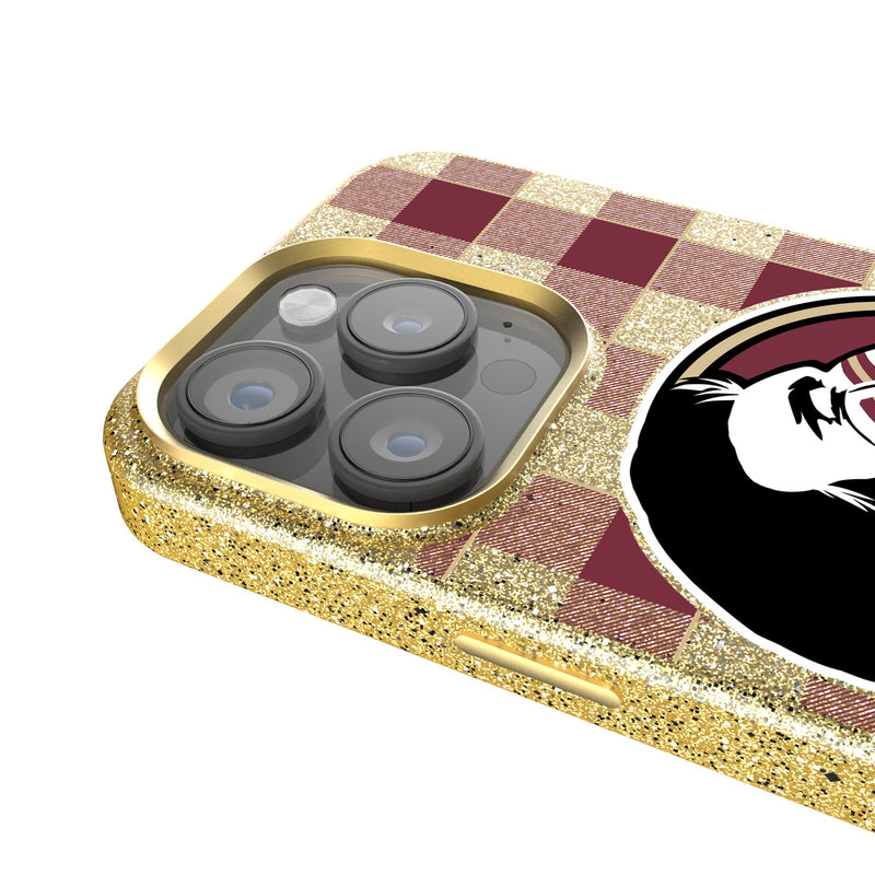 Florida State University Seminoles Plaid iPhone Bling Phone Case Detail.Jpg