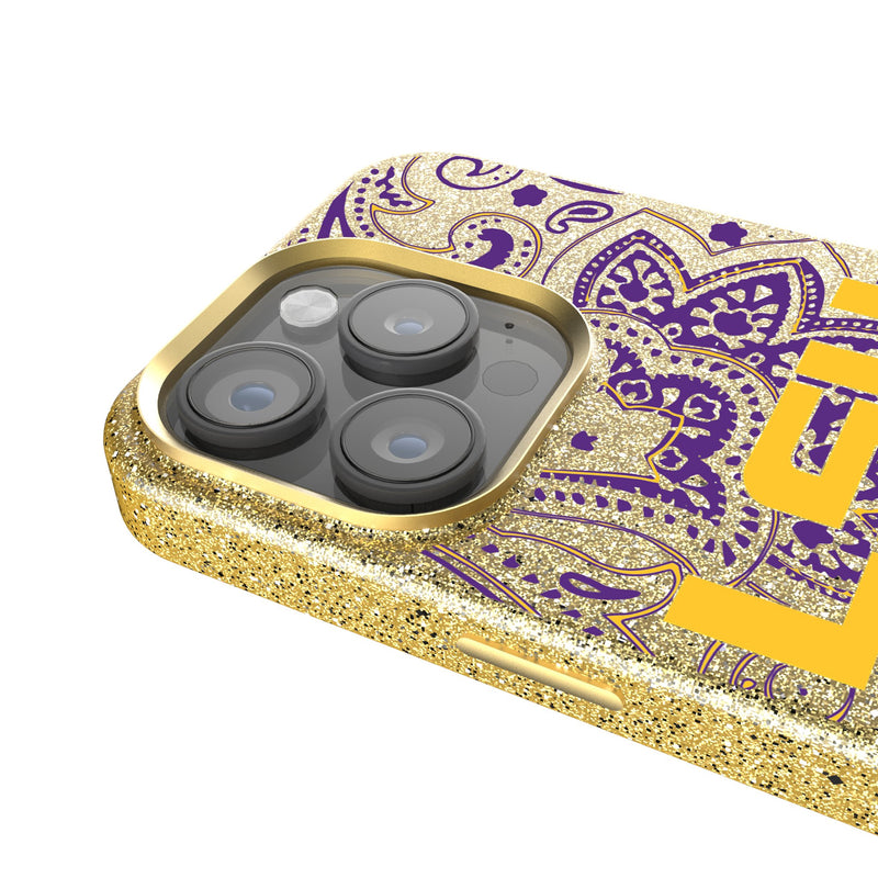 Louisiana State University Tigers Paisley iPhone Bling Phone Case Detail.Jpg