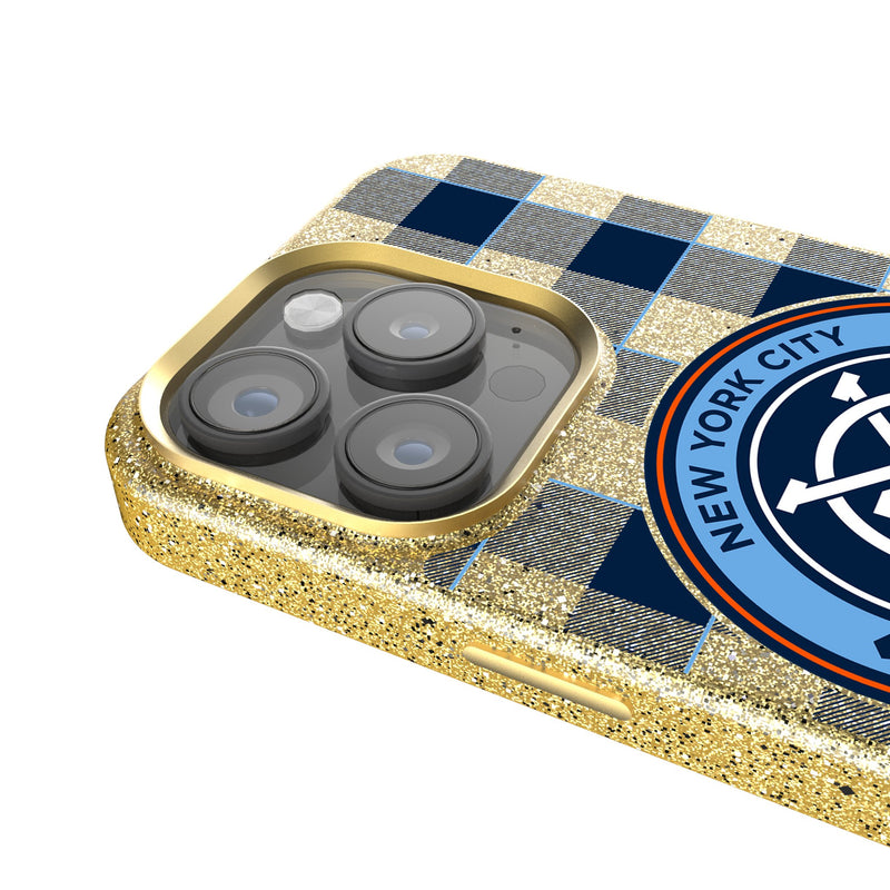 New York City FC  Plaid iPhone Bling Phone Case Detail.Jpg