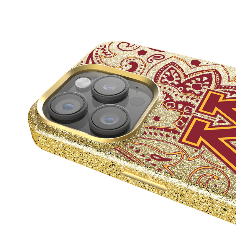 University of Minnesota Golden Gophers Paisley iPhone Bling Phone Case Detail.Jpg