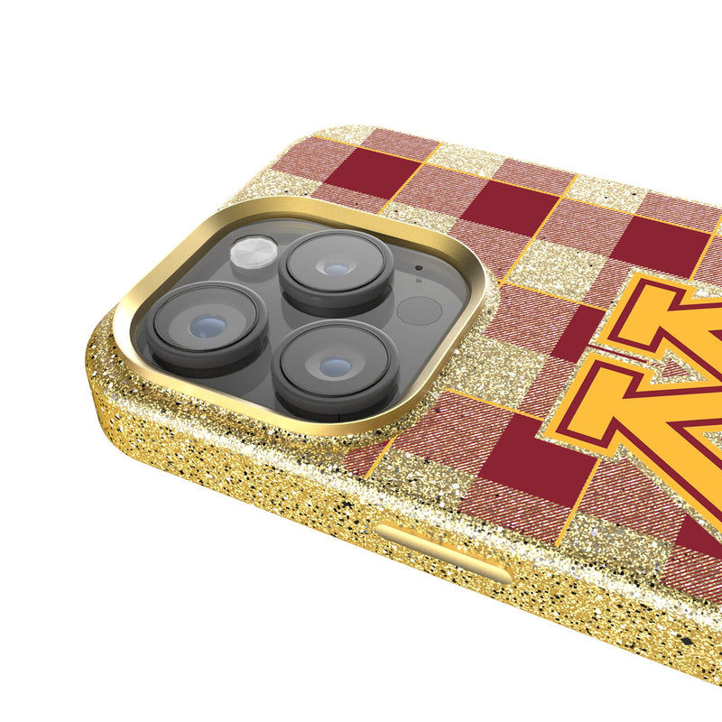 University of Minnesota Golden Gophers Plaid iPhone Bling Phone Case Detail.Jpg