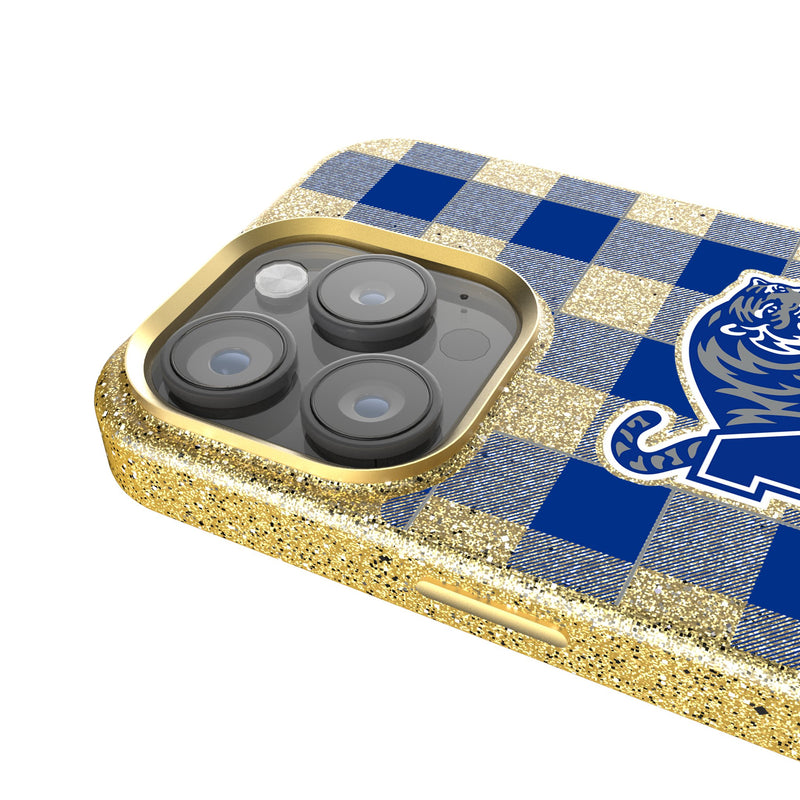 University of Memphis Tigers Plaid iPhone Bling Phone Case Detail.Jpg