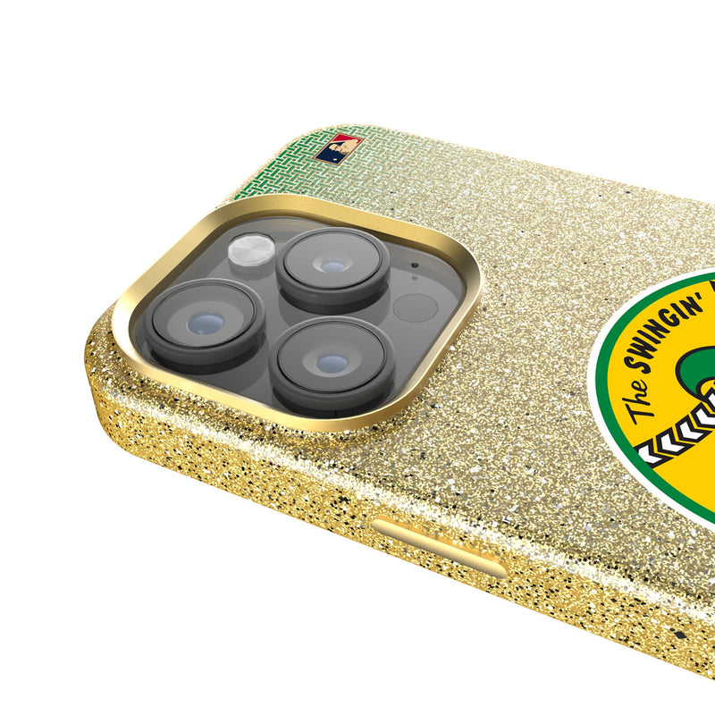 Oakland As 1971-1981 - Cooperstown Collection Linen iPhone Bling Phone Case for Apple iPhone Detail.Jpg