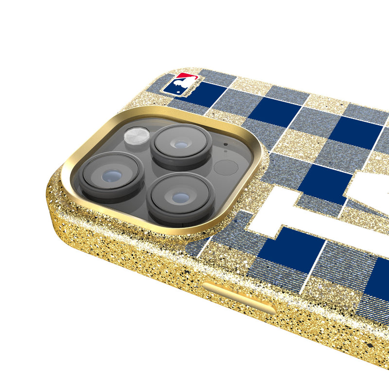 LA Dodgers Plaid iPhone Bling Phone Case for Apple iPhone Detail.Jpg
