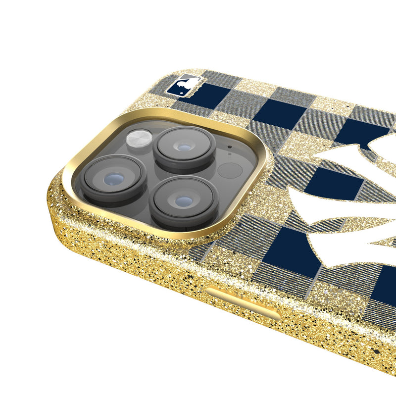 New York Yankees Plaid iPhone Bling Phone Case Detail.Jpg