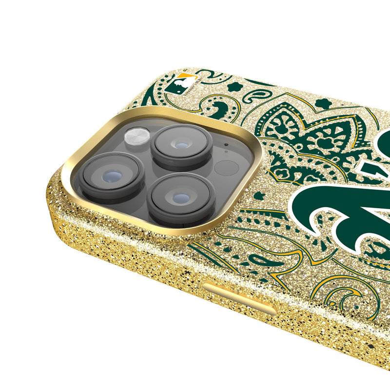 Oakland Athletics Paisley iPhone Bling Phone Case Detail.Jpg