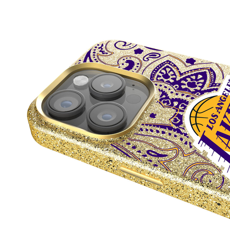 Los Angeles Lakers Paisley iPhone Bling Phone Case Detail.Jpg