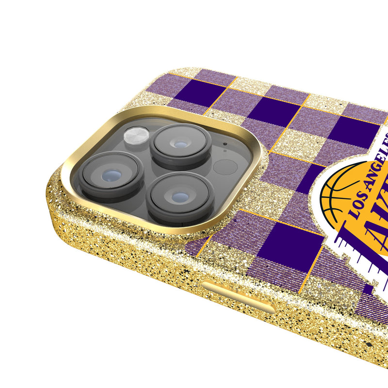 Los Angeles Lakers Plaid iPhone Bling Phone Case Detail.Jpg