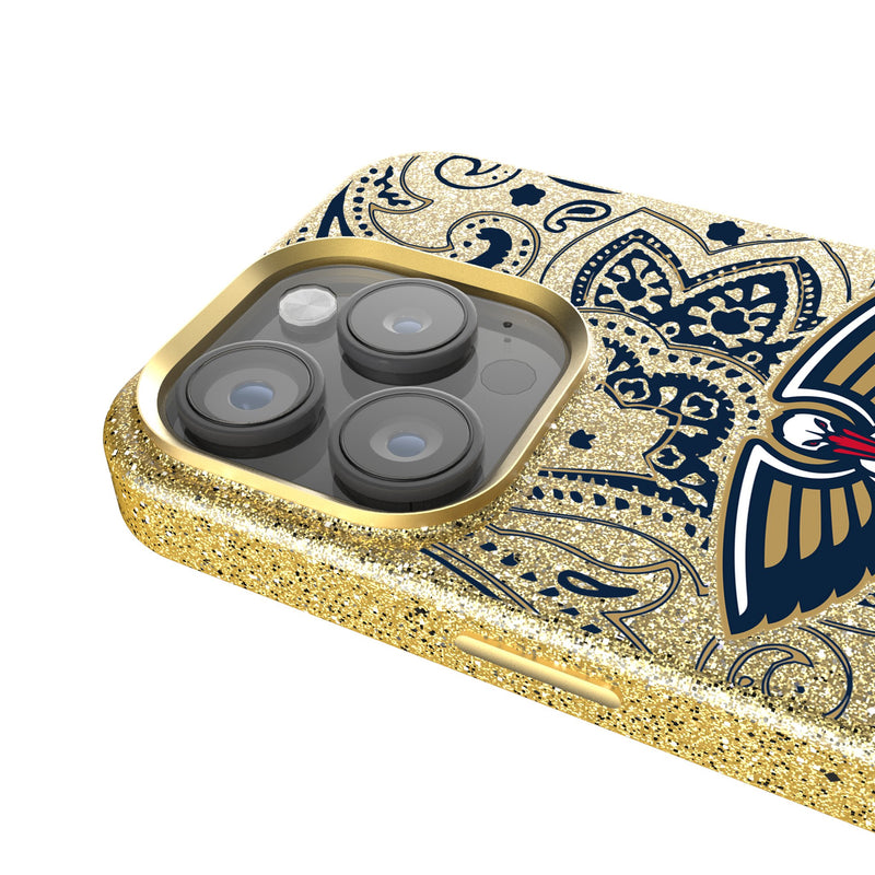 New Orleans Pelicans Paisley iPhone Bling Phone Case Detail.Jpg