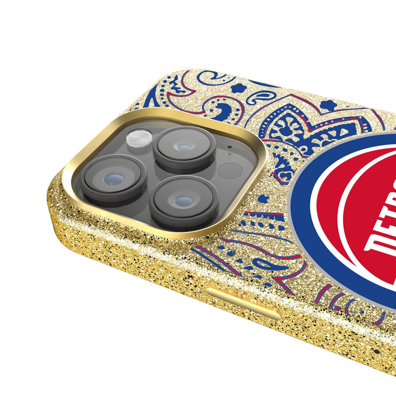 Detroit Pistons Paisley iPhone Bling Phone Case Detail.Jpg