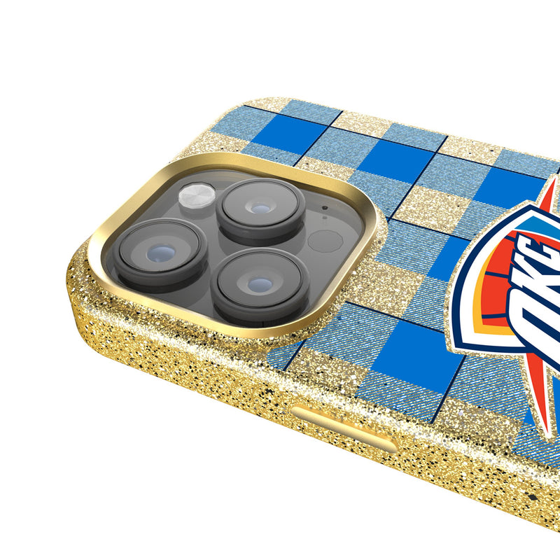 Oklahoma City Thunder Plaid iPhone Bling Phone Case Detail.Jpg