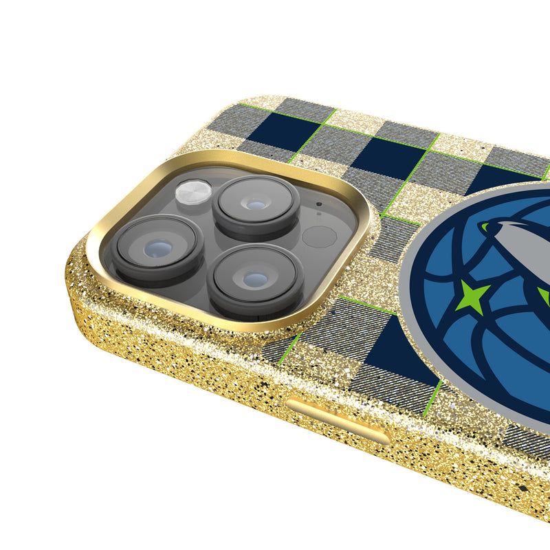 Minnesota Timberwolves Plaid iPhone Bling Phone Case Detail.Jpg