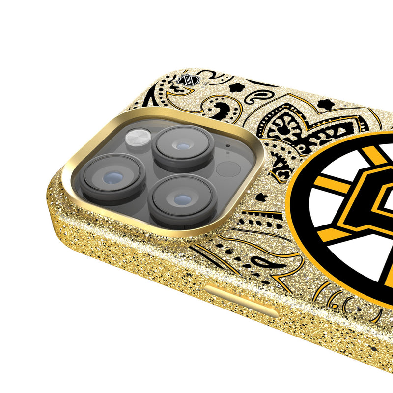 Boston Bruins Paisley iPhone Bling Phone Case Detail.Jpg