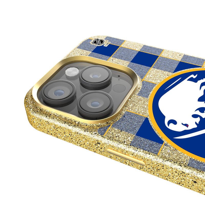 Buffalo Sabres Plaid iPhone Bling Phone Case Detail.Jpg