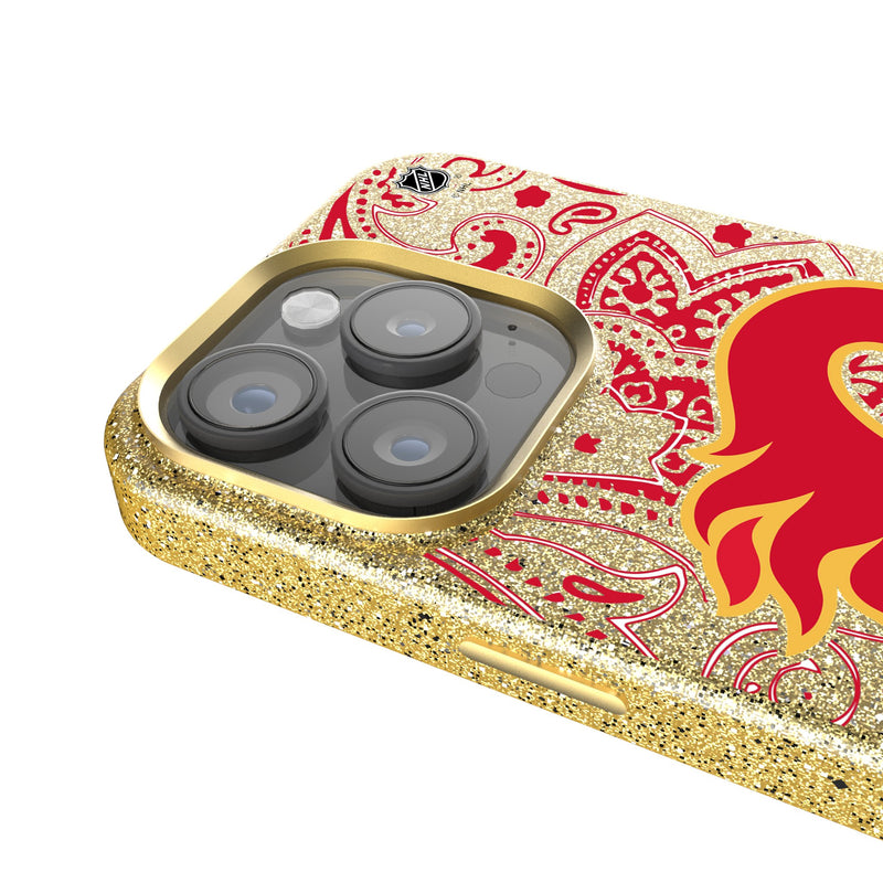 Calgary Flames Paisley iPhone Bling Phone Case Detail.Jpg