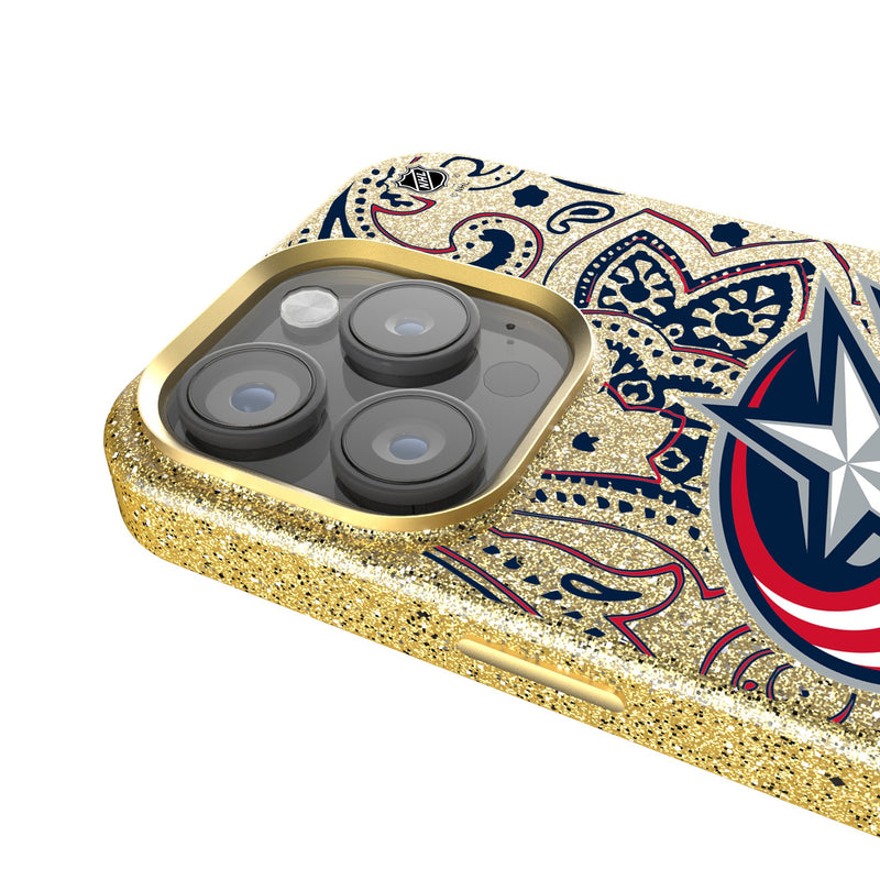 Columbus Blue Jackets Paisley iPhone Bling Phone Case Detail.Jpg