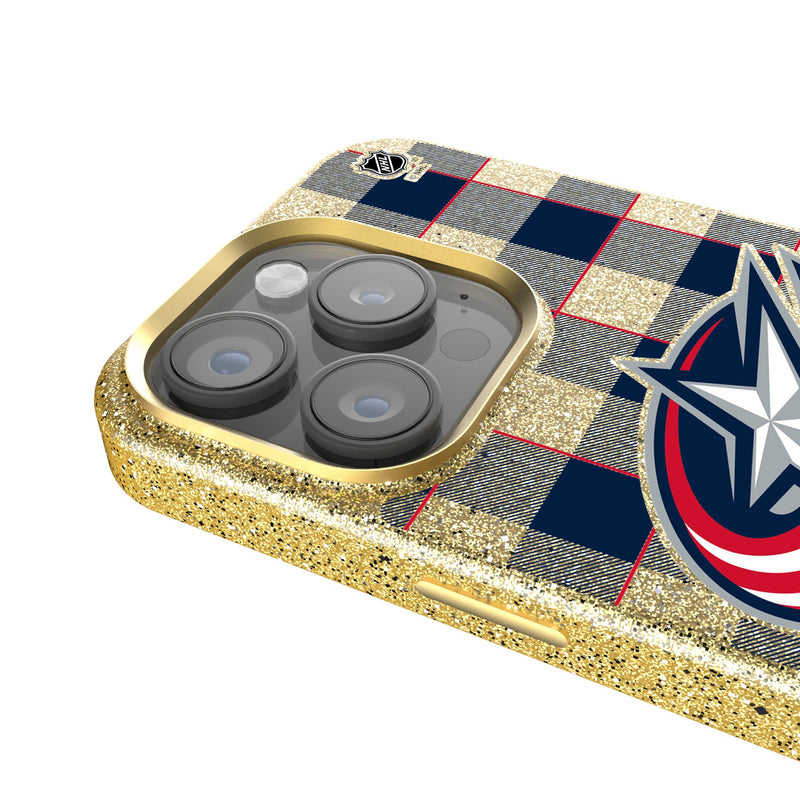 Columbus Blue Jackets Plaid iPhone Bling Phone Case Detail.Jpg