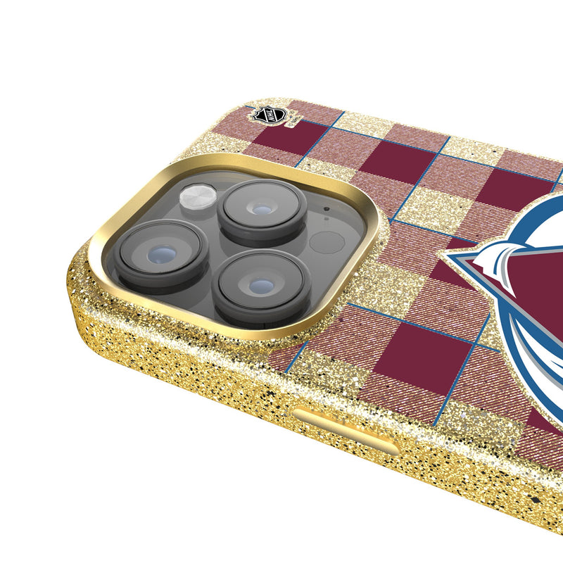 Colorado Avalanche Plaid iPhone Bling Phone Case Detail.Jpg