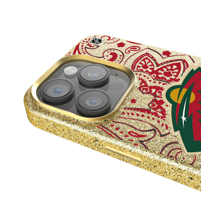 Minnesota Wild Paisley iPhone Bling Phone Case Detail.Jpg