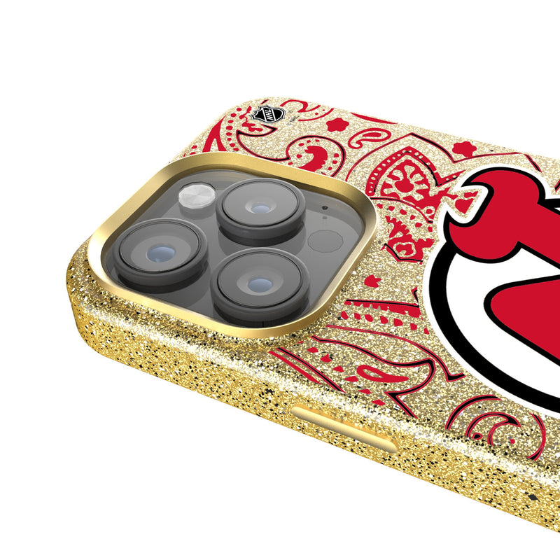 New Jersey Devils Paisley iPhone Bling Phone Case Detail.Jpg