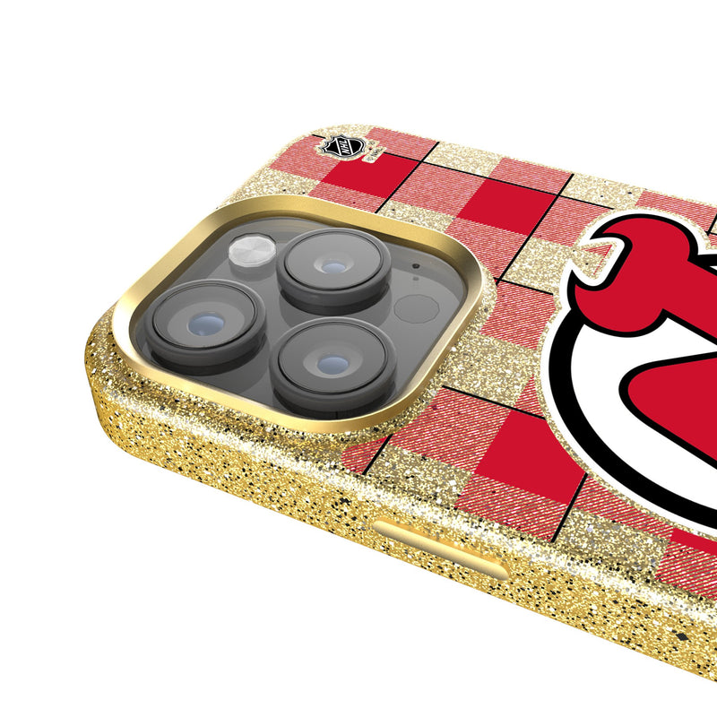 New Jersey Devils Plaid iPhone Bling Phone Case Detail.Jpg