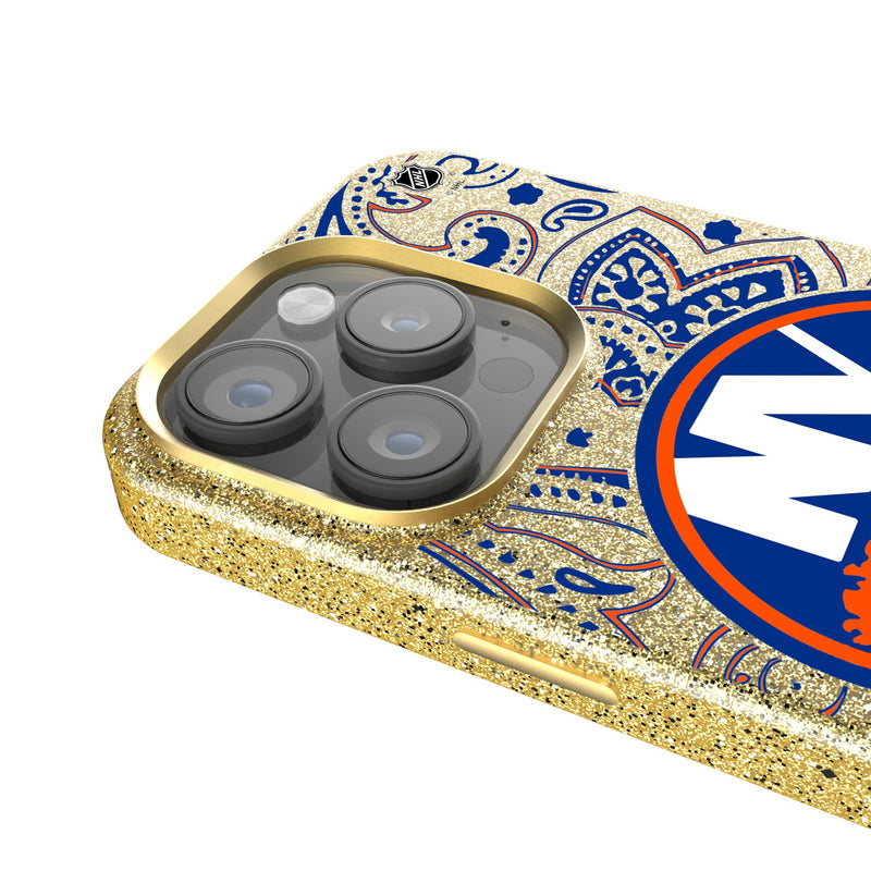 New York Islanders Paisley iPhone Bling Phone Case Detail.Jpg