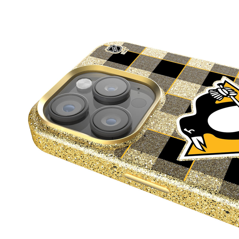 Pittsburgh Penguins Plaid iPhone Bling Phone Case Detail.Jpg