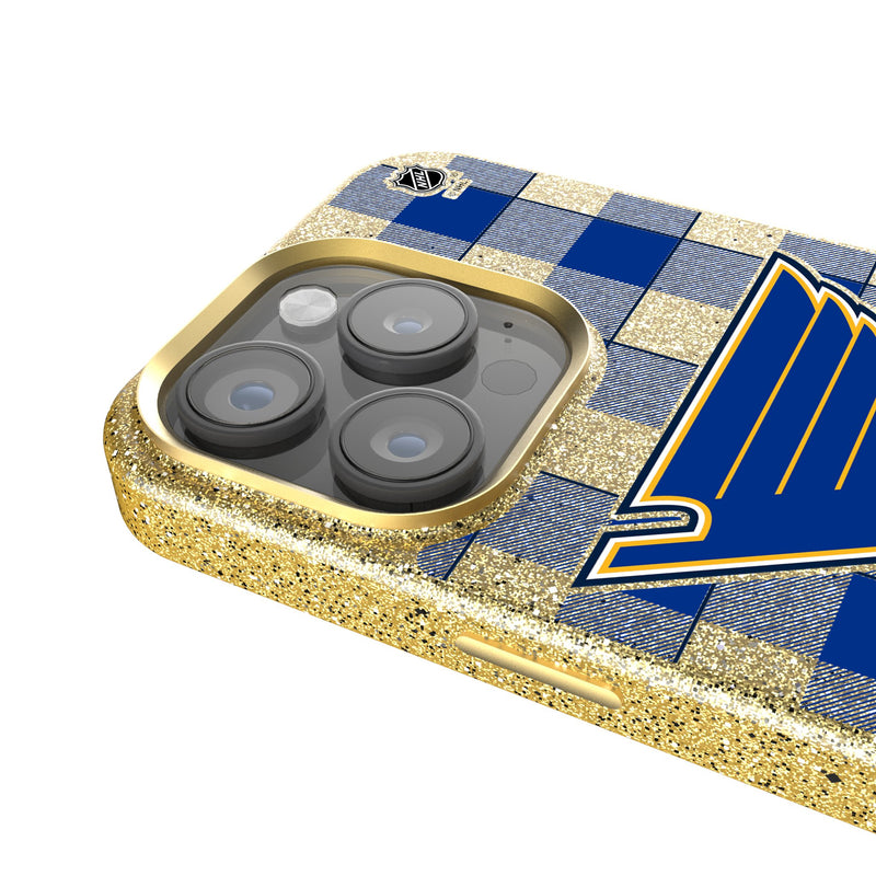 St. Louis Blues Plaid iPhone Bling Phone Case Detail.Jpg