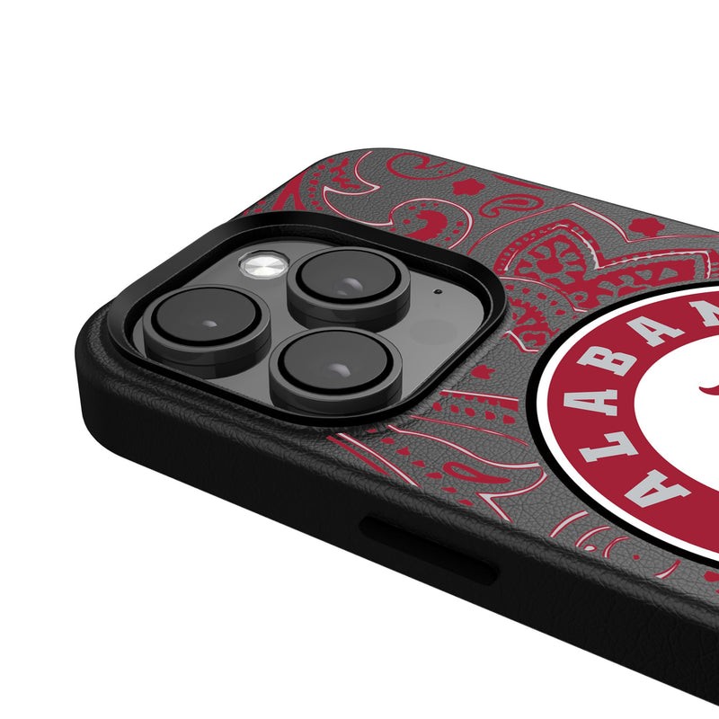 University of Alabama Crimson Tide Paisley iPhone MagSafe Compatible Phone Case Detail.Jpg