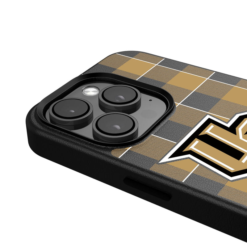 University of Central Florida Golden Knights Plaid iPhone MagSafe Compatible Phone Case Detail.Jpg