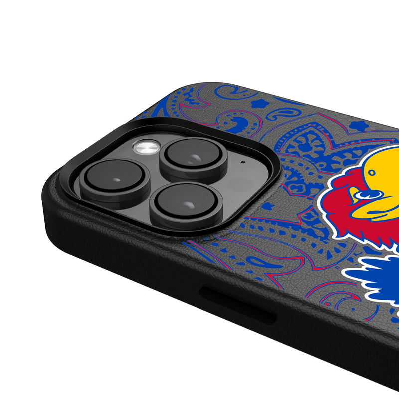 University of Kansas Jayhawks Paisley iPhone MagSafe Compatible Phone Case Detail.Jpg