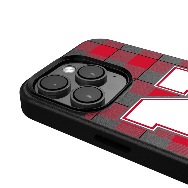 University of Nebraska Huskers Block N Plaid iPhone MagSafe Compatible Phone Case for Apple iPhone Detail.Jpg