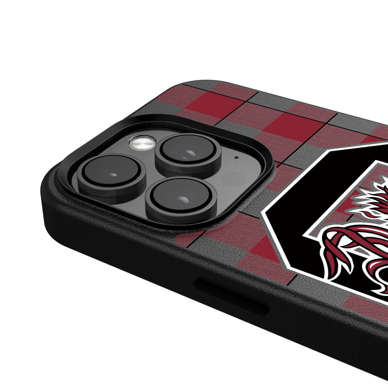 University of South Carolina Gamecocks Plaid iPhone MagSafe Compatible Phone Case Detail.Jpg