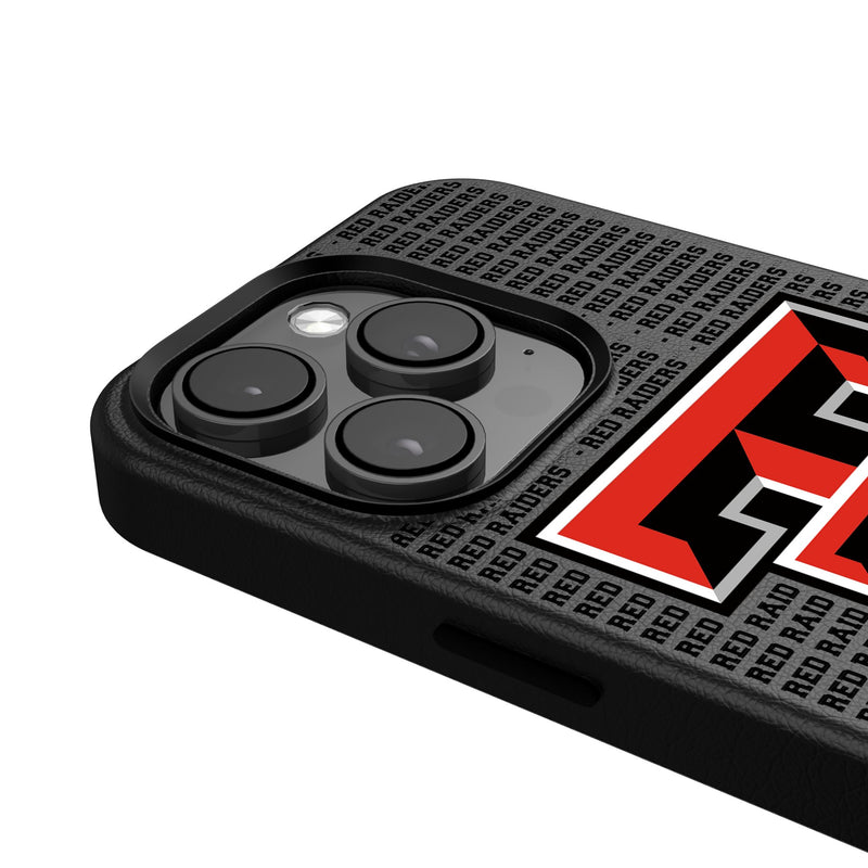 Texas Tech Red Raiders Text Backdrop iPhone MagSafe Compatible Phone Case for Apple iPhone Detail.Jpg