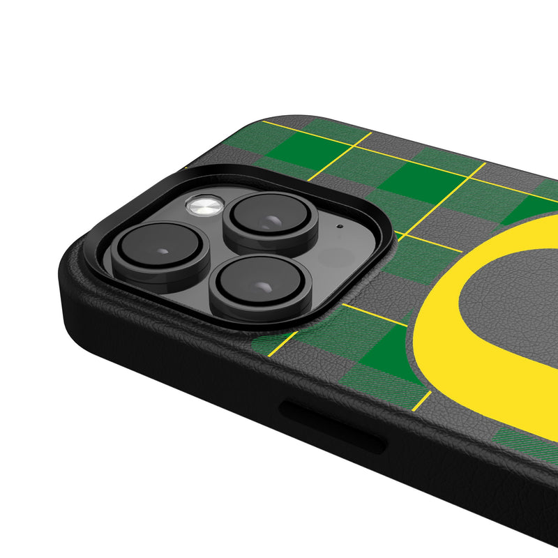 University of Oregon Ducks Plaid iPhone MagSafe Compatible Phone Case Detail.Jpg