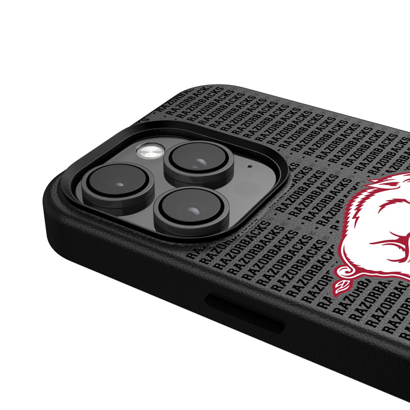 University of Arkansas Fayetteville Razorbacks Text Backdrop iPhone MagSafe Compatible Phone Case for Apple iPhone Detail.Jpg