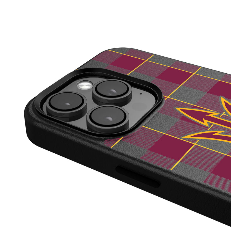 Arizona State University Sun Devils Plaid iPhone MagSafe Compatible Phone Case Detail.Jpg