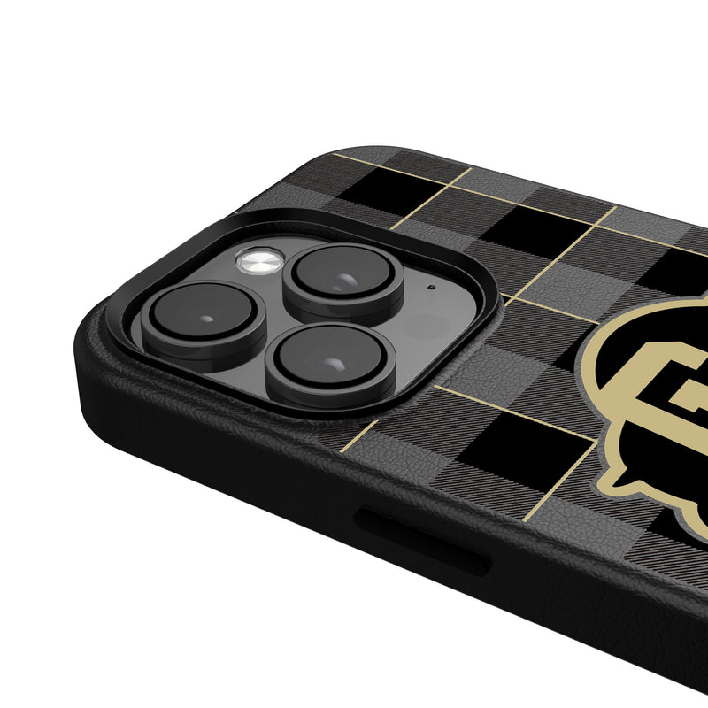 University of Colorado Buffaloes Plaid iPhone MagSafe Compatible Phone Case Detail.Jpg