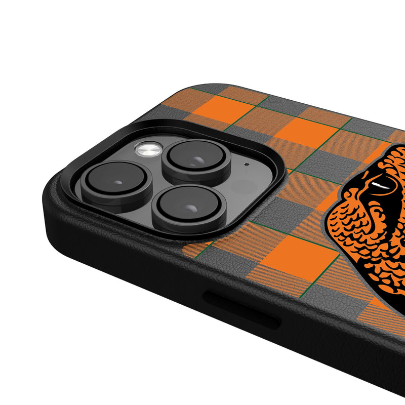 Florida A&M University Rattlers Plaid iPhone MagSafe Compatible Phone Case Detail.Jpg