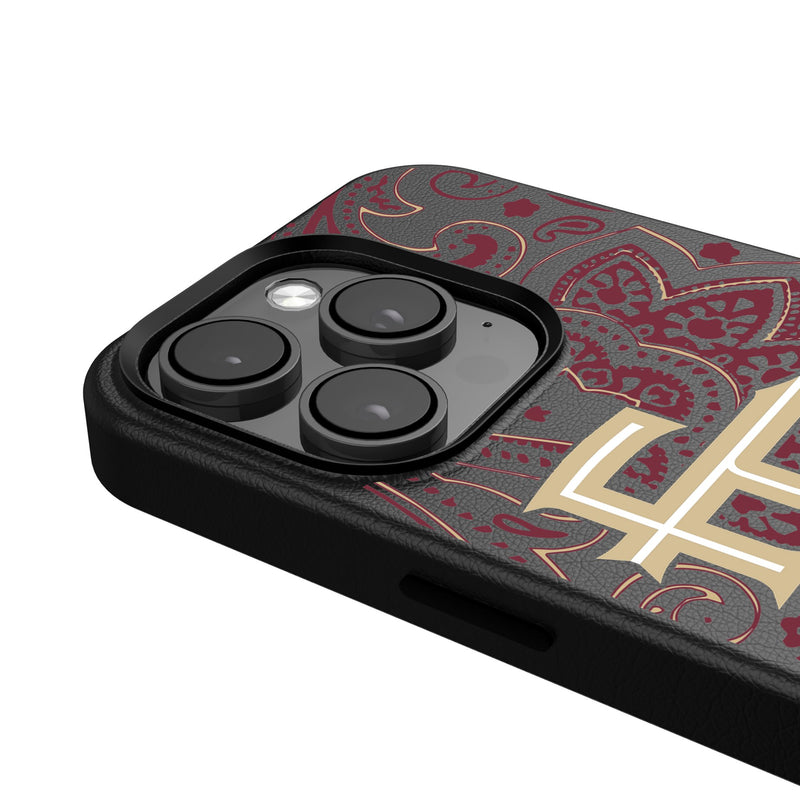 Florida State University Seminoles Athletic Wordmark Paisley iPhone MagSafe Compatible Phone Case for Apple iPhone Detail.Jpg