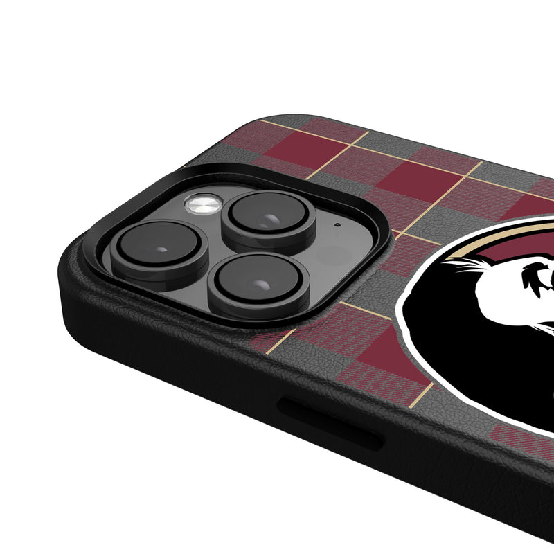 Florida State University Seminoles Plaid iPhone MagSafe Compatible Phone Case for Apple iPhone Detail.Jpg