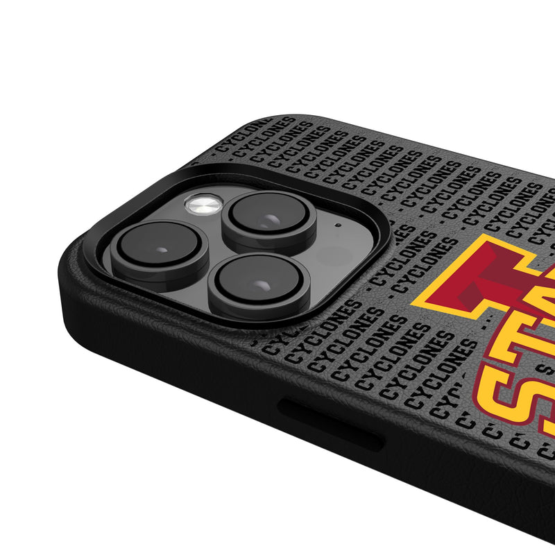Iowa State University Cyclones Text Backdrop iPhone MagSafe Compatible Phone Case for Apple iPhone Detail.Jpg