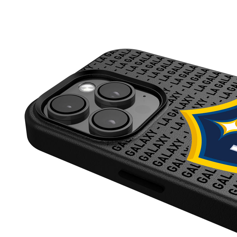 LA Galaxy  Text Backdrop iPhone MagSafe Compatible Phone Case Detail.Jpg