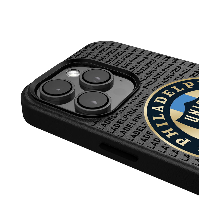 Philadelphia Union Text Backdrop iPhone MagSafe Compatible Phone Case for Apple iPhone Detail.Jpg